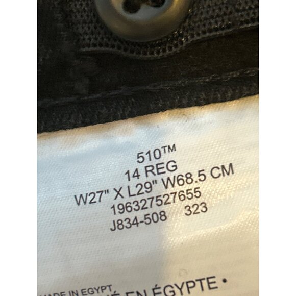 Levi's Boys' 510 Skinny Fit 365 Performance Jeans Size 14 Black Waist 27 Length - Picture 6 of 6